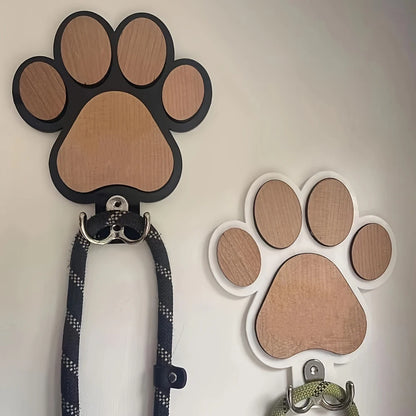 Paw Print Wooden Dog Leash Hanger