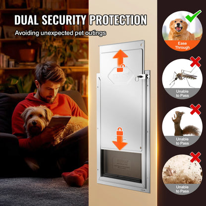 Aluminum Frame Pet Door w/Lock & Flap System