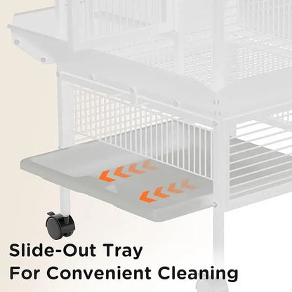60 In Wrought Iron Bird Cage with Rolling Stand