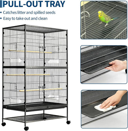 61" H Large Bird Cage wFood Bowls