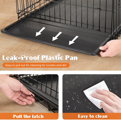 48 In. Double Door Folding Metal Wire Dog Cage