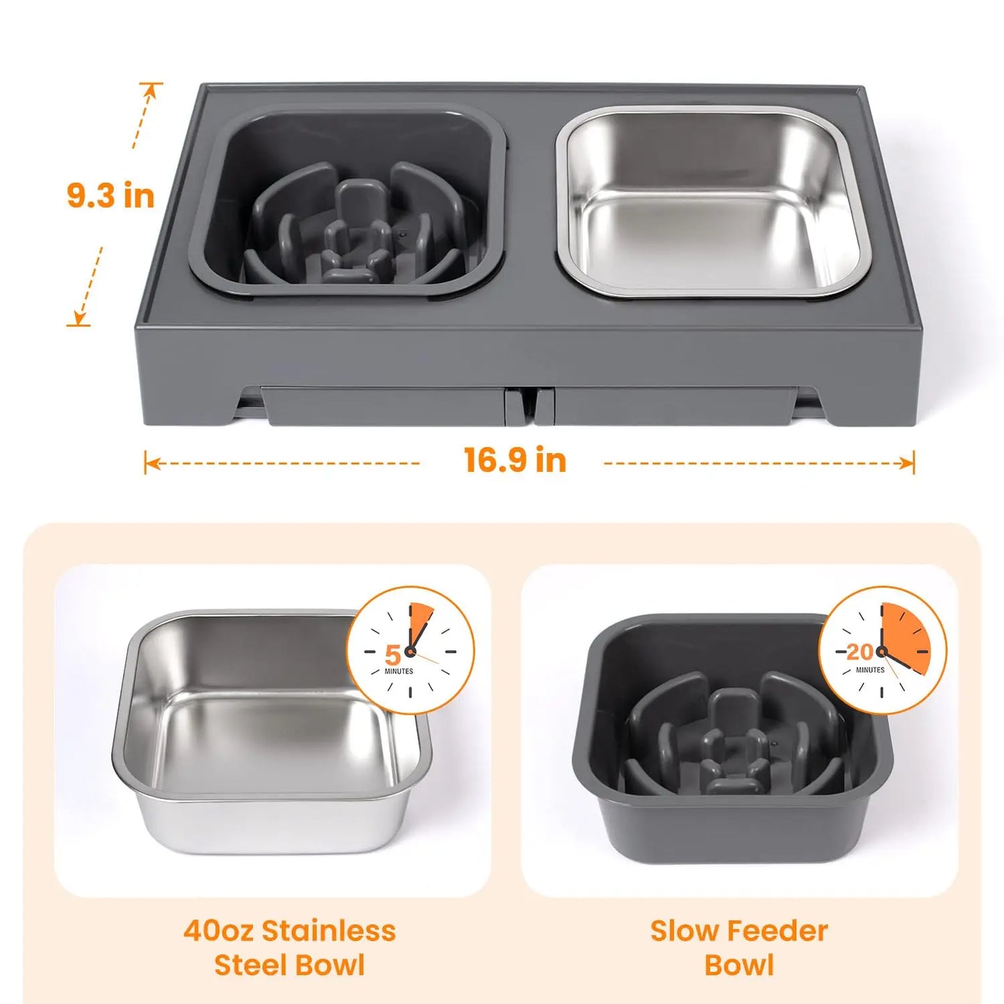 2-in-1 Elevated Slow Feeder Bowls
