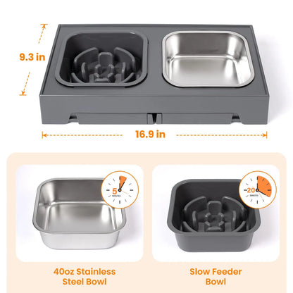 2-in-1 Elevated Slow Feeder Bowls