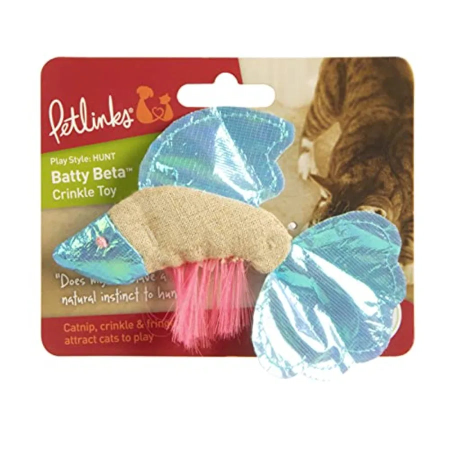 Batty Beta Fish Crinkle Catnip Toy