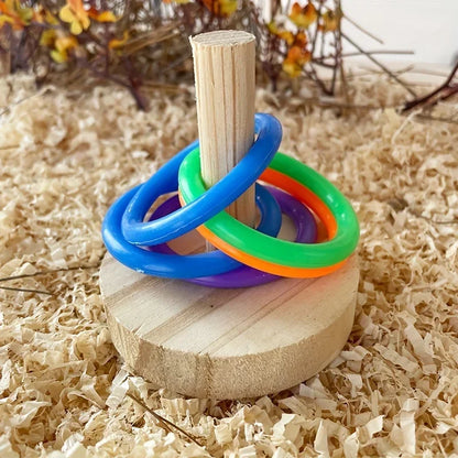 Educational Wooden Interactive Parrot Ring Toy