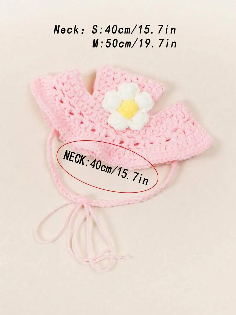 Knitted Pet Hat with Floral Trim