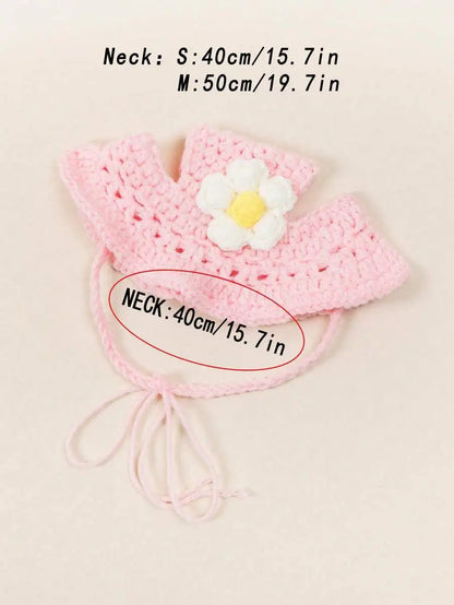 Knitted Pet Hat with Floral Trim