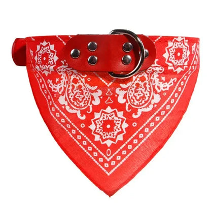 Adjustable Leather Printed Dog Bandana