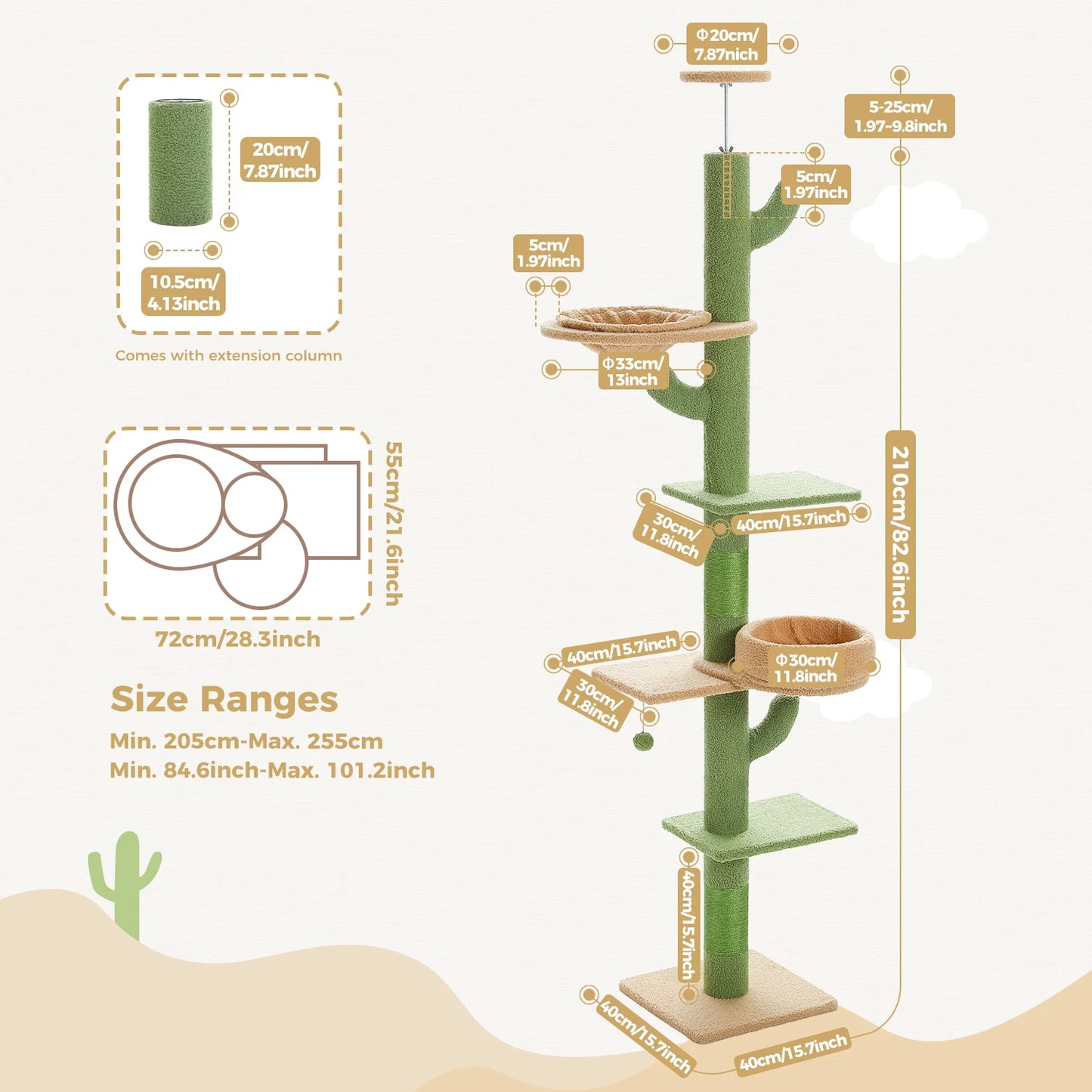 Floor to Ceiling Cactus Cat Tree