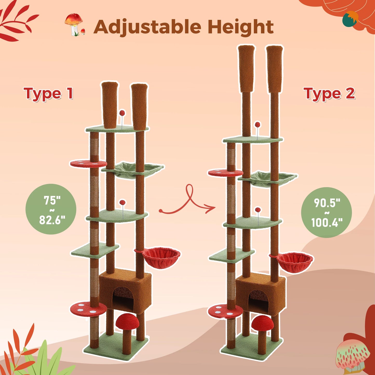 Adjustable Height Floor to Ceiling Cat Tower