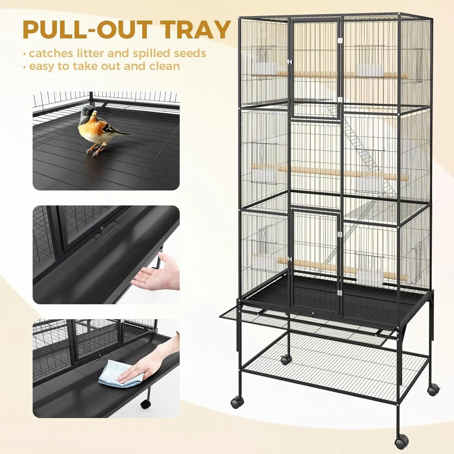 69-Inch XL Rolling Bird Cage