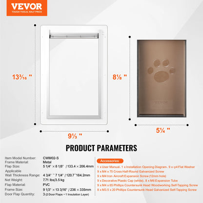 Metal Frame Pet Door w/Lock & 3-Flap System