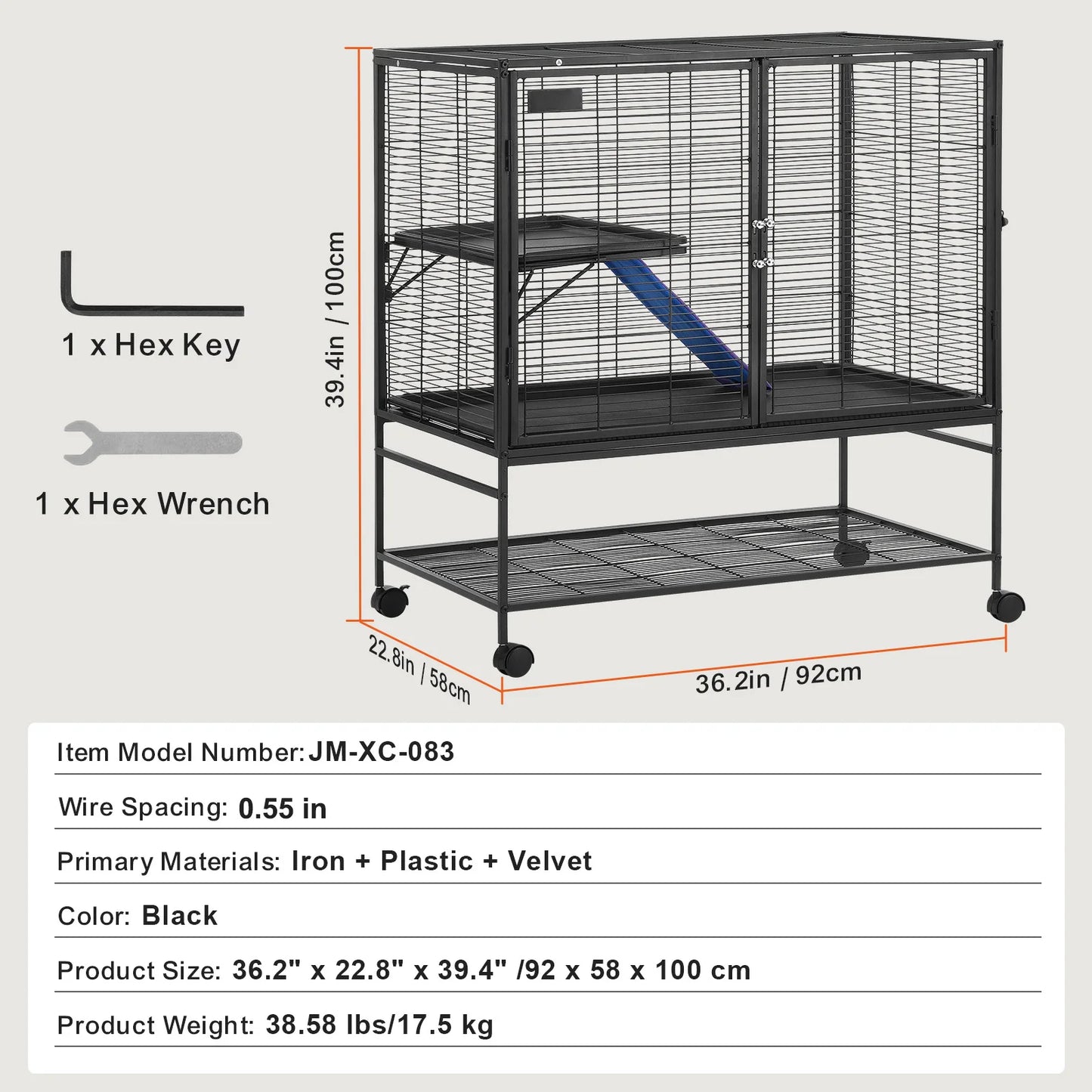 Large 4 Tier Rolling Metal Ferret Cage