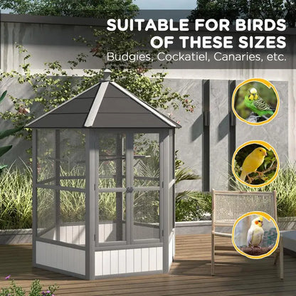69" Wooden Hexagonal Outdoor Aviary