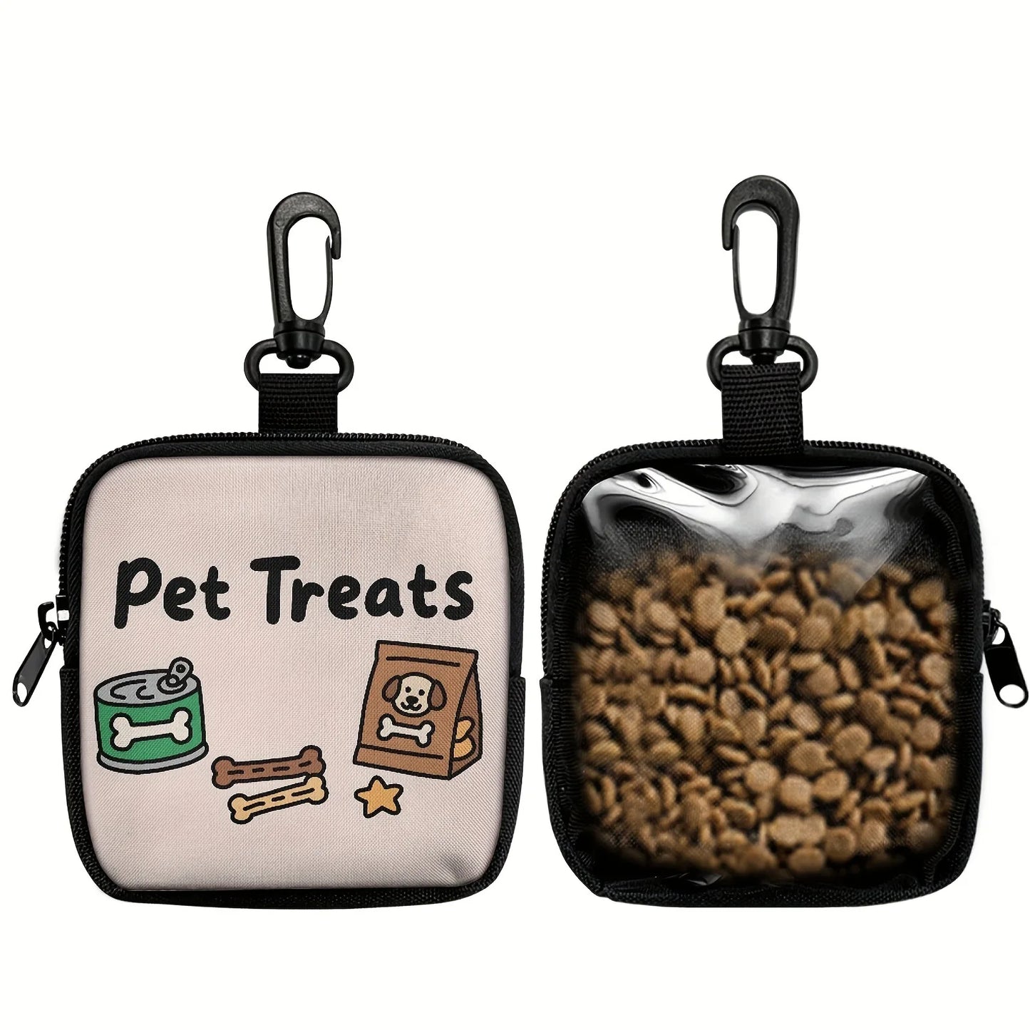Dog Print Treat Bag with Hook and Zipper