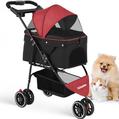 Foldable Stroller with Breathable Mesh Canopy