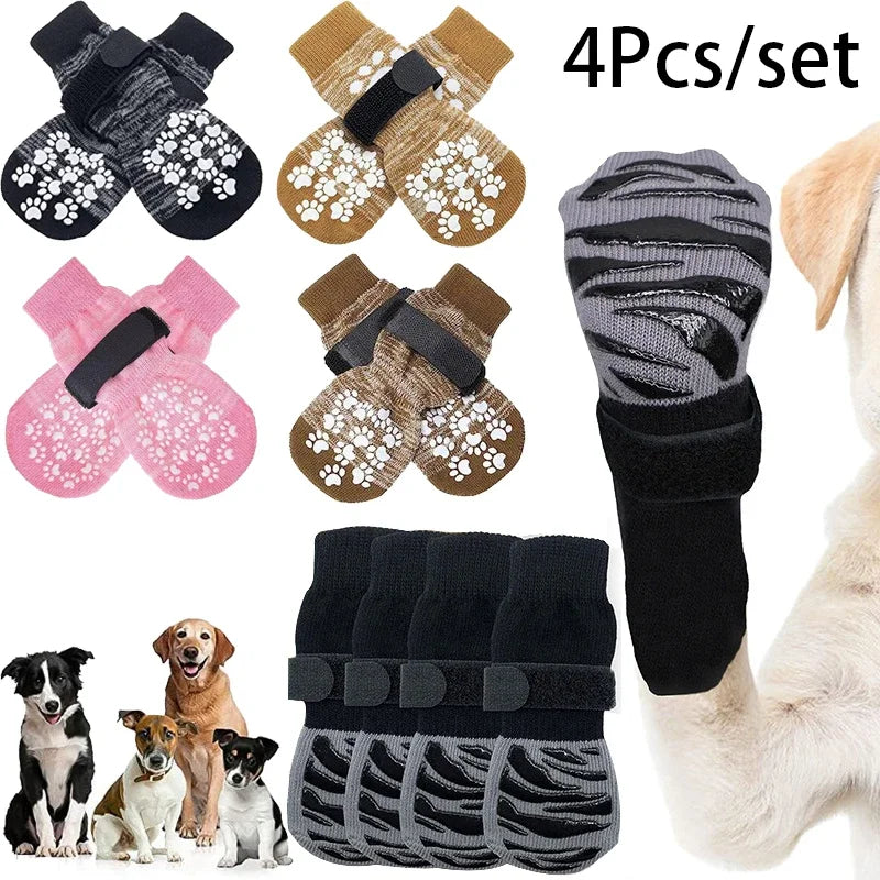 4Pcs Anti Slip Dog Socks