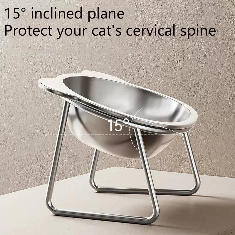 Tilted Stainless Steel Cat Bowl