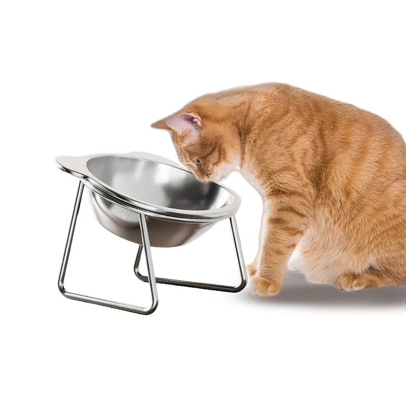 Tilted Stainless Steel Cat Bowl