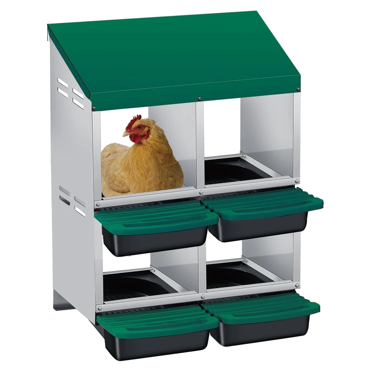 Multi-Compartment Metal Chicken Nesting Box