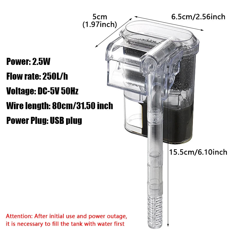 Suspended Mini Filter For Fish Tanks