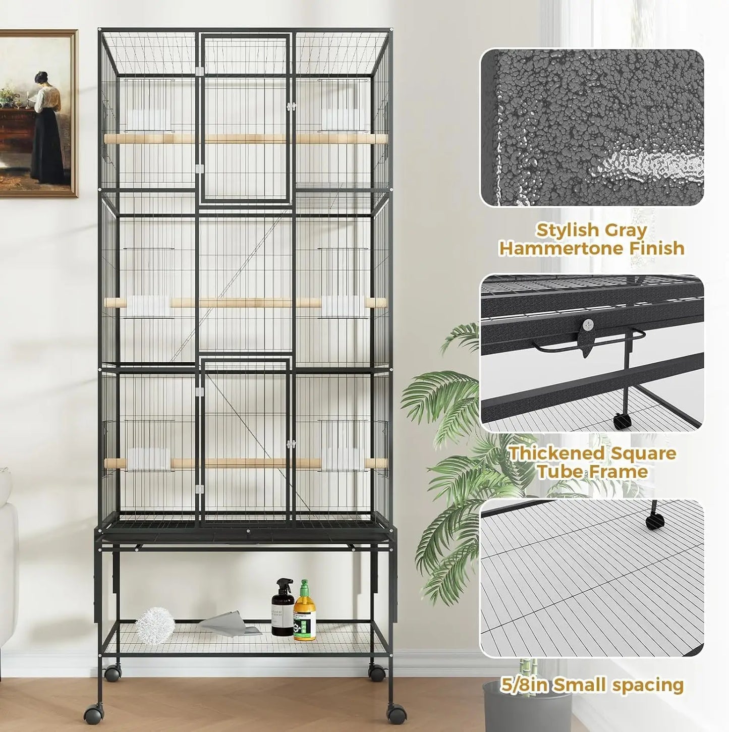 69-Inch XL Rolling Bird Cage