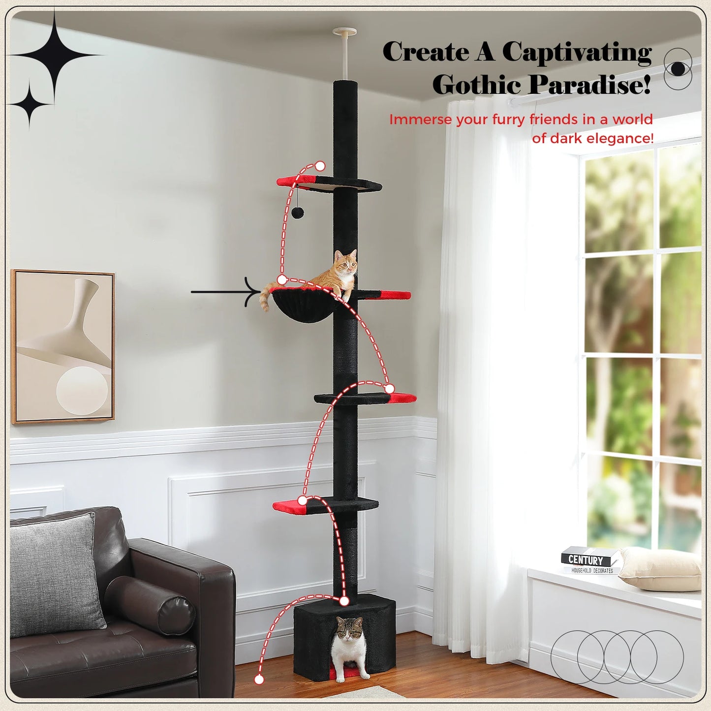 Adjustable Height Indoor Tree w/Scratching Post