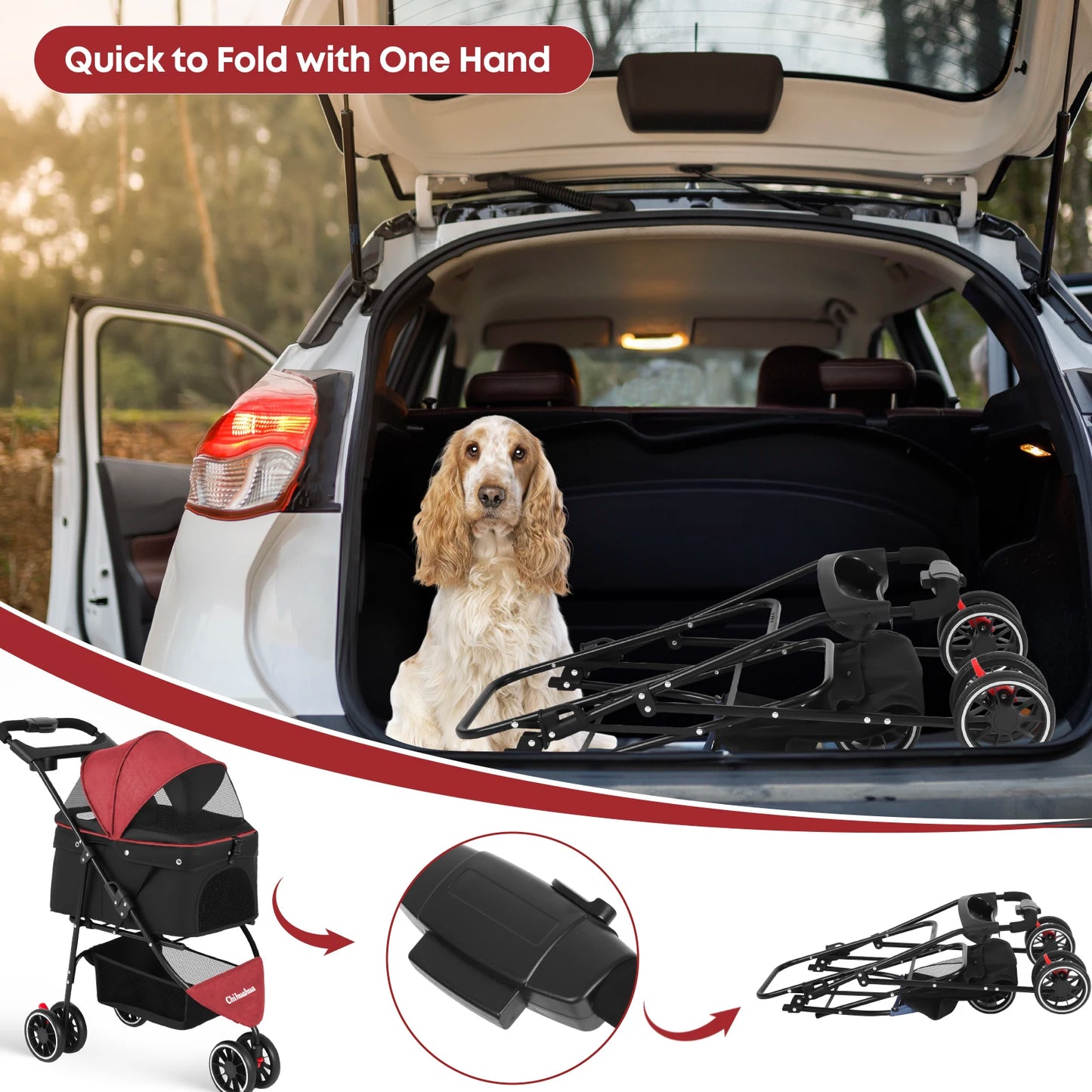 Foldable Stroller with Breathable Mesh Canopy