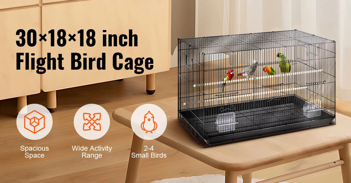 30in Metal Bird Cage 
 

69-Inch Extra Large Rolling Bird Cage for Parrots and Cockatiels Flight Cage with Storage Shelf,Feed Bowls & Wood Perch