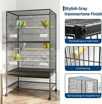 61" H Large Bird Cage wFood Bowls