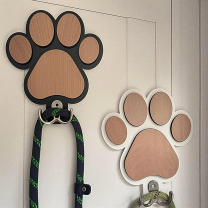 Paw Print Wooden Dog Leash Hanger