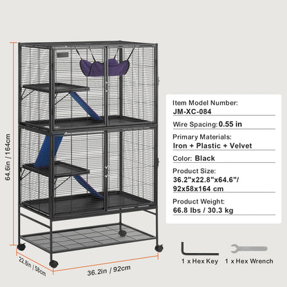 Large 4 Tier Rolling Metal Ferret Cage