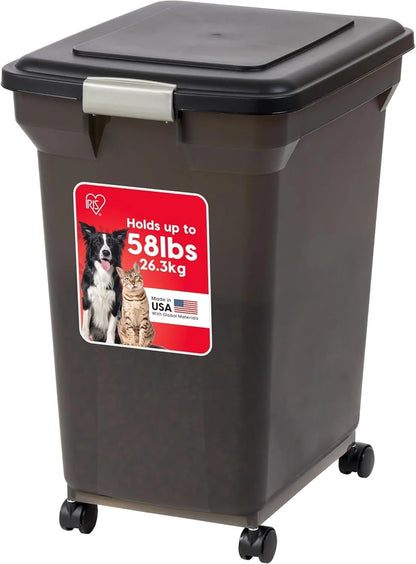 Dog Food Storage Container 58 Lb, Airtight Large Pet Food Storage Bin with Wheels, for Dog Cat Bird Chicken Food, Holds Up to 58