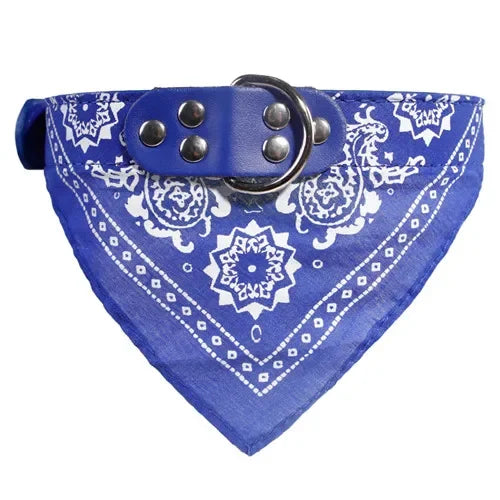 Adjustable Leather Printed Dog Bandana