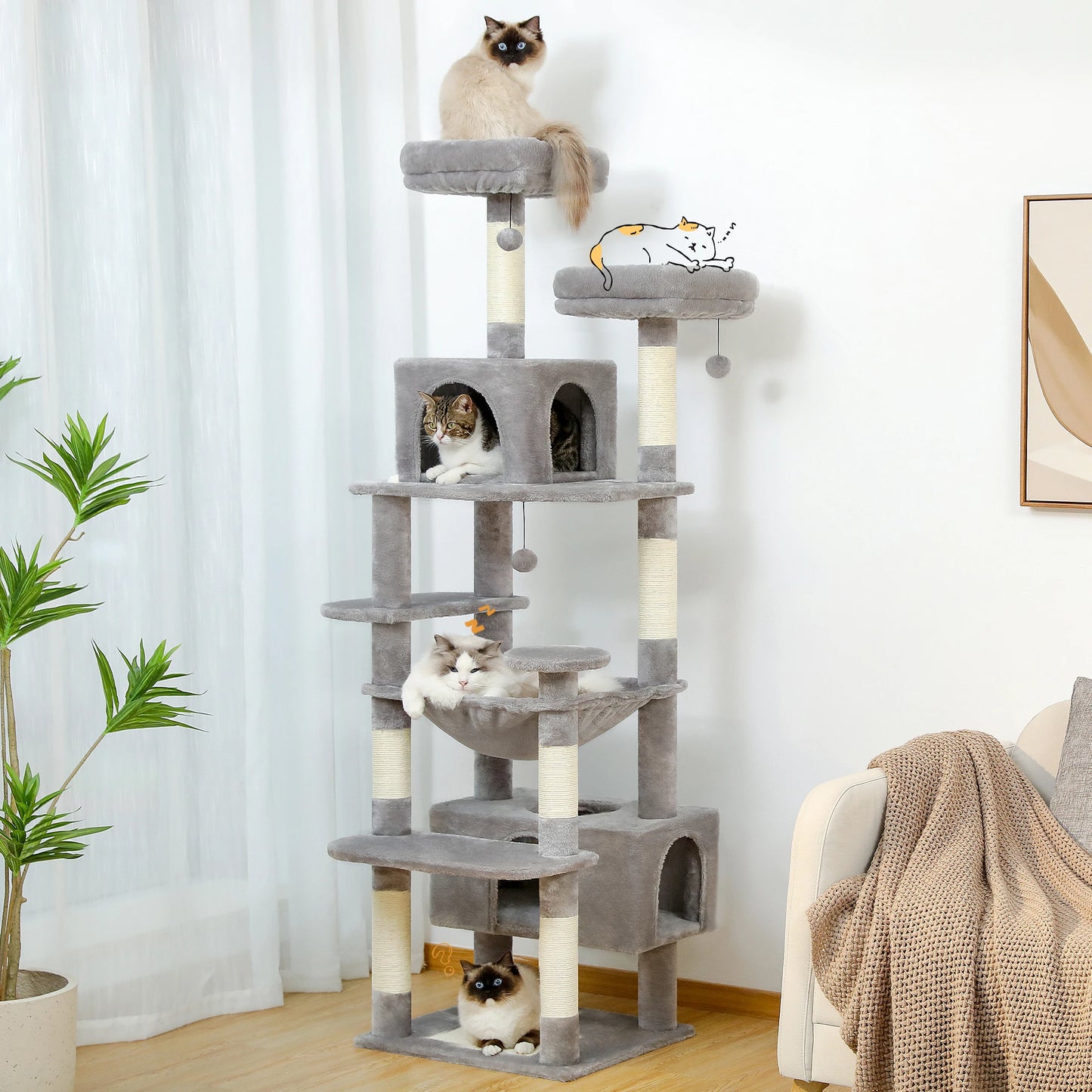 Large Indoor Tree and Tower w/Scratching Post