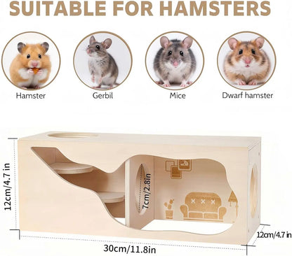 Wooden House Chamber, Magnetic Hamster Hideout