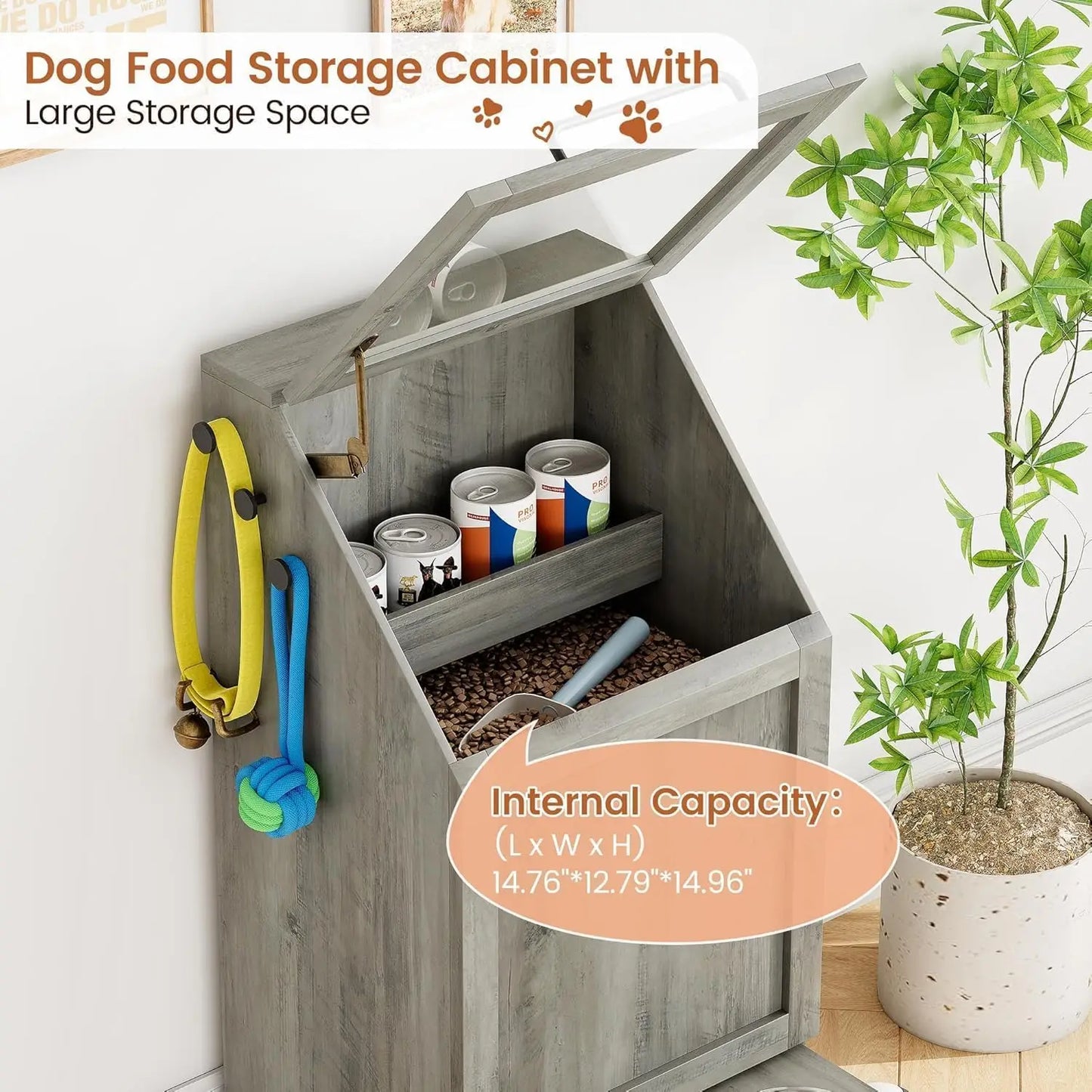 Food Station with Storage Cabinet