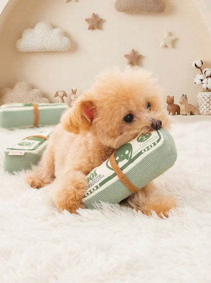 Plush Green Money Stack for Small to Med Dogs