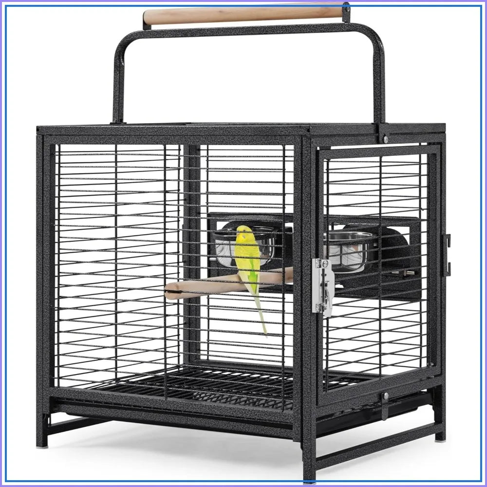 25.5'' Wrought Iron Bird Travel Carrier with Handle