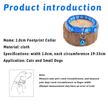 3pcs Pet Collar w/Bell Footprints