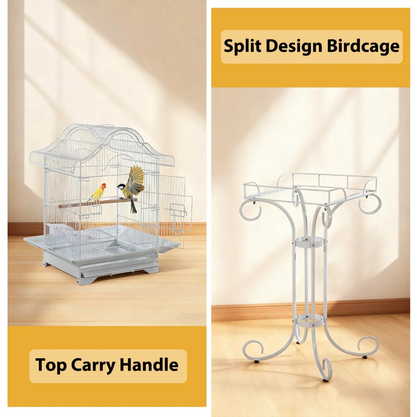 58" Heavy Duty Wrought Iron Bird Cage with Stand