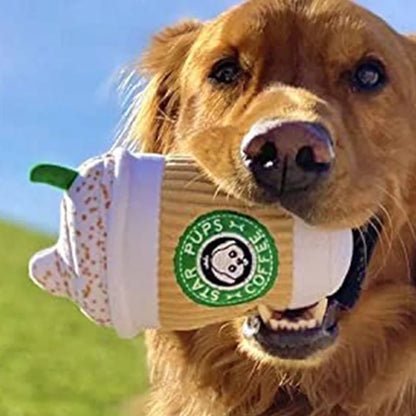 Plush Coffee Cup for Chewing and Squeaking