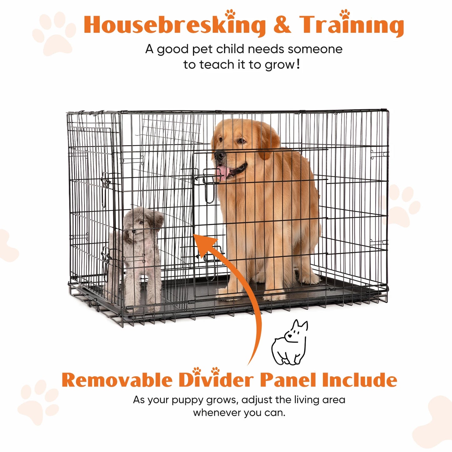 48 In. Double Door Folding Metal Wire Dog Cage