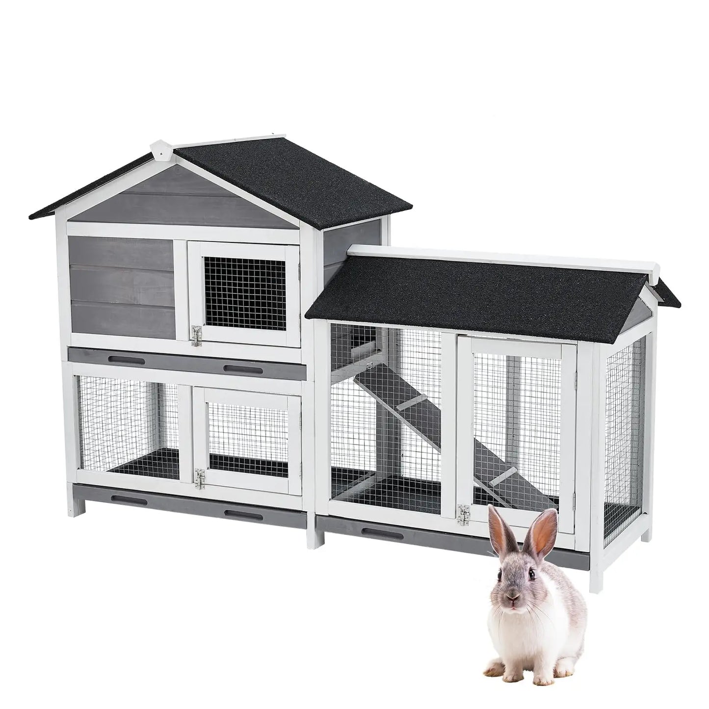 Indoor Bunny Cage, with 3 Leak-Proof Removable Trays