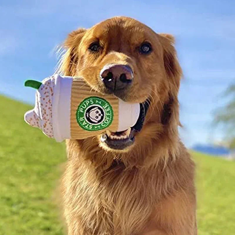 Plush Coffee Cup for Chewing and Squeaking