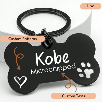 Engraved Stainless Steel Bone-Shaped Pet ID Tag