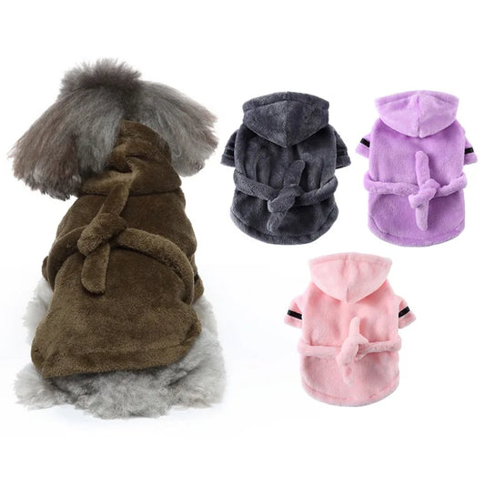 Soft Hooded Pajamas, Dog Bath Robe, Coat