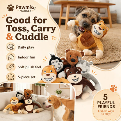 5-Piece Squeaky Plush Pet Toys Set