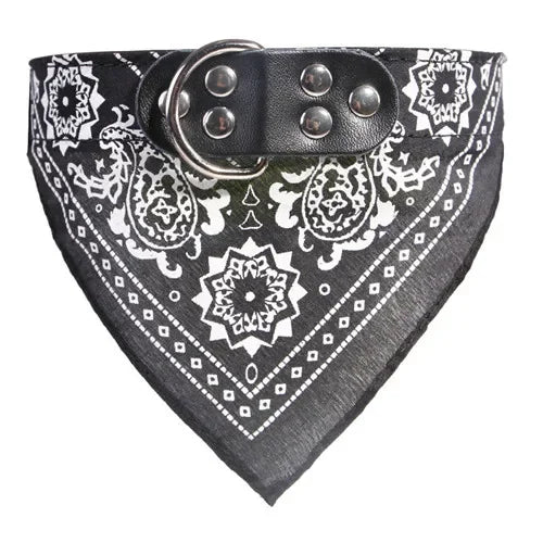 Adjustable Leather Printed Dog Bandana