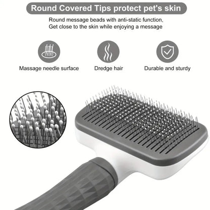 20 cm Self-Cleaning Pet Brush w/Ergonomic Handle